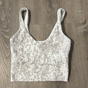 Lululemon Sz 2 Align Cropped Workout Lounge Yoga Nulu White Camo Casual Tank Top